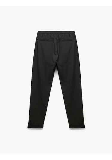 Koton Beli Bağcıklı Katlamalı Paça Cep Detaylı Slim Fit Pantolon Gri 6wam40038hw Gri