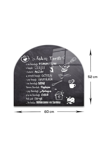 Decorita Cam Ocak Arkası Koruyucu | Oval Şekilli | Aşkın Tarifi