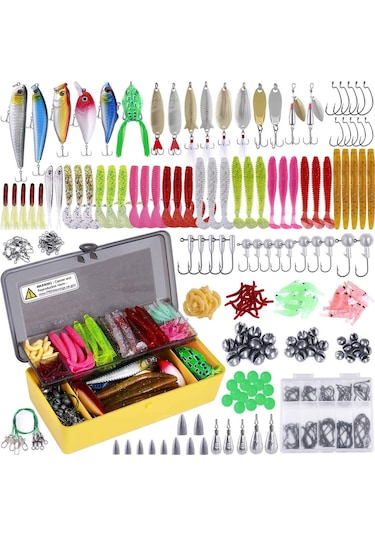 Valkyrie 302 Parça Çantalı Balık Olta İğne Silikon Kurşun Sahte Yem Seti 1. Kalite Komple Set Katlanır Kutu