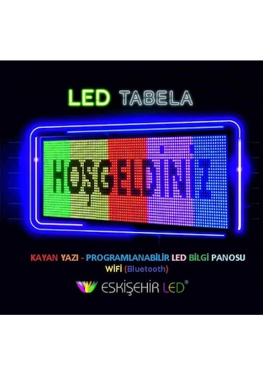 Rgb Kayan Yazı, Renkli Led Tabela 32x64 Cm Tek Yön, Eskişehirled