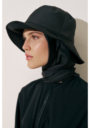 Eşarp Detaylı Bucket Şapka Siyah Siyah
