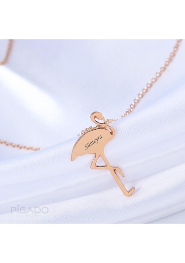 Saatcaddesi Pigado Isme Kisiye Özel Flamingo Kolye