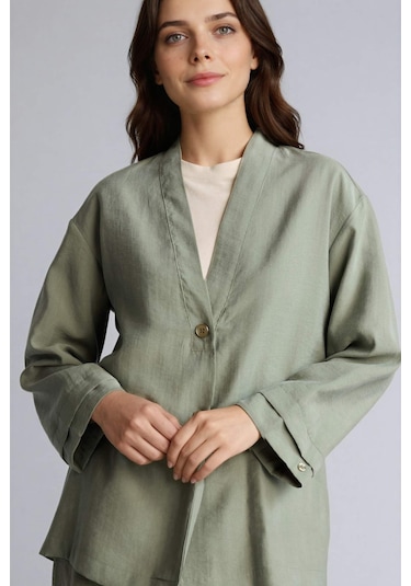 Defacto Regular Fıt V Yaka Modal Kimono H0673ax26spkh461 Haki-kh461