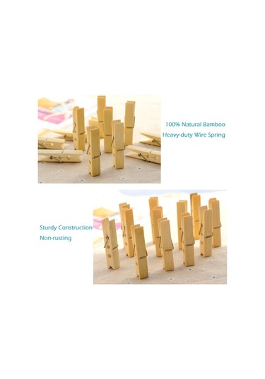 Maiyame 100 Adet Doğal Bambü Çamaşır Klembi - Dayanıklı, Hafif, İç/içeri Dışarı Kullanım - Dekoratif Ve Pratik Kullanım Seçenekleri Ahşap Renkli