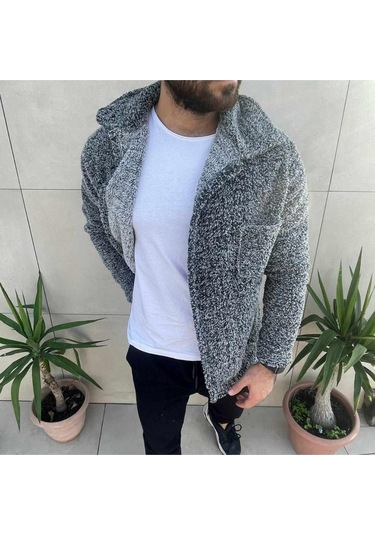 Mancy Erkek Gri Peluş Ceket Gri