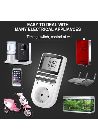 Samdoo Büyük Lcd Ekranlı Programlanabilir Zaman Rölesi - 16a/3680w Güç, 8 Fonksiyonlu Akıllı Priz