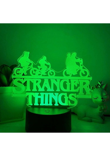 Shao Qinwei Stranger Things Gece Lambası 3d Led İllüzyon Lambası 16 Renk Uzaktan Kumandalı Çocuk Odası Dekorasyonları İçin Işık -- Siyah Koltuk Çok Renkli