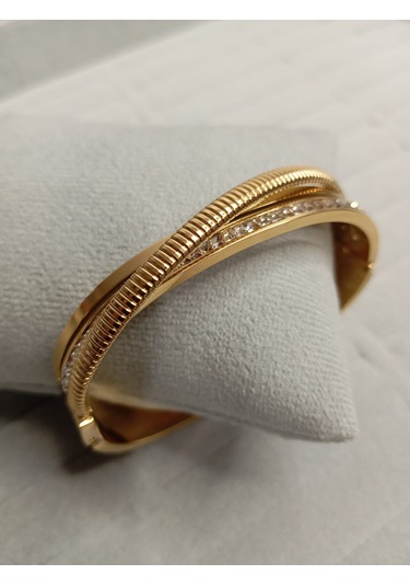 Çapraz Kuşaklı Gold Renk Kelepçe Bileklik Gold