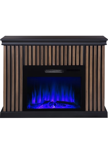 Tektes Kahve Kasalı 8 Renkli Bluetoothlu Alev Sesli V Elektrikli Şömine