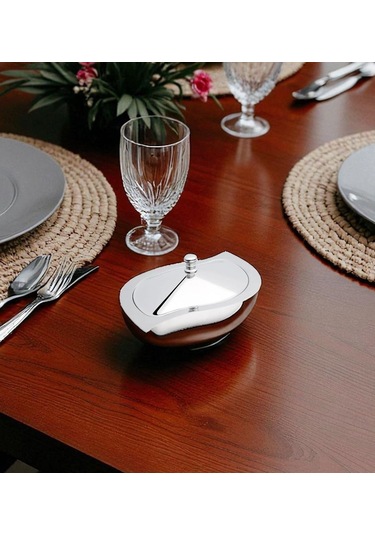 Nehir Gizem Paslanmaz Çelik Şekerlik - Kapaklı Şekerlik Gri