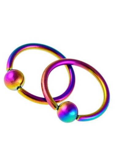 Homyl 1 Çift Paslanmaz Çelik Burun Tragus Dudak Tutucu Boncuklu Gökkuşağı Çok Renkli