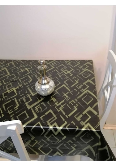 Elyaflı Pvc Muşamba Desenli Silinebilir Masa Örtüsü 02mrl171a Siyah