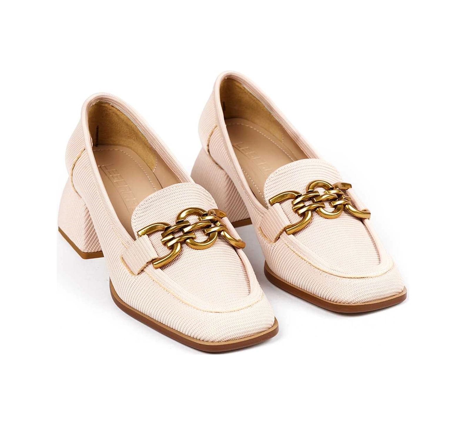 Bestello Tokalı Neolit Taban Kalın Topuklu 281-351 Kadın Ayakkabı Bej