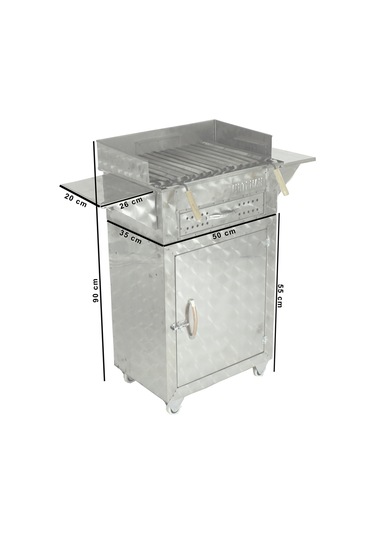 Dolaplı Kanatlı Lama Izgaralı Çekmeceli Mangal (4 Tekerlekli) MTH