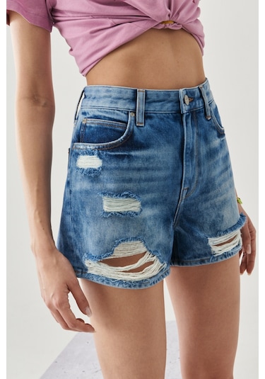 Lee Regular Fit Rahat Kesim Pamuk 5 Cep Jean Şort L221356400 Mavi