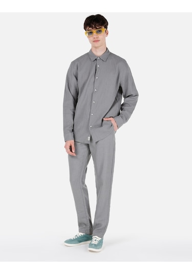 Colin's Colins Normal Kesim Shirt Yaka Cepsiz Yeşil Erkek Uzun Kol Gömlek Cl1068759 Cl1068759 Q1.v1 Kha Haki