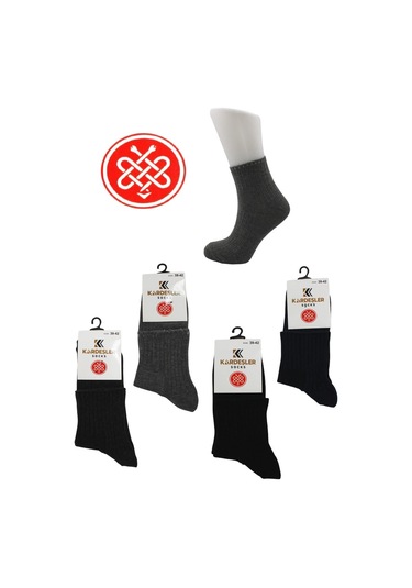 Erkek Çok Renkli Diyabetik Çorabı Yarım Konç Tenis Pamuklu Sıkmayan Çorap 4'lü Paket Çok Renkli