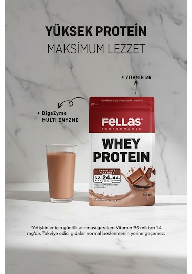 Fellas Whey Protein Tozu 1050 G - Çikolata Aromalı 525 G x 2 Çikolata
