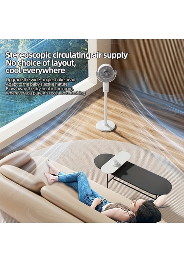 Tcherchi Zemin Ve Masaüstü Çift Amaçlı 5 Hız Ayarlı Hava Sirkülasyon Fanı Beyaz