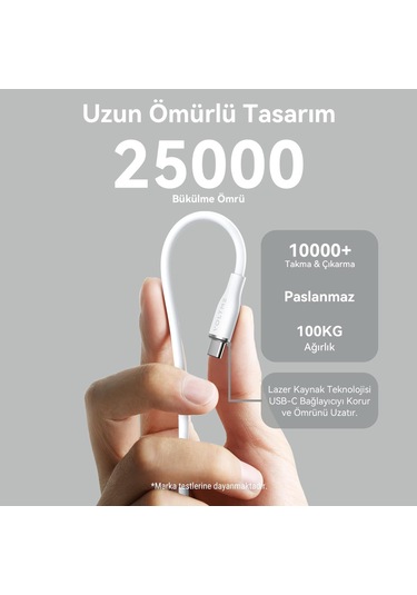 Voltme C2006 Powerlink Moss 60w Usb To Type C Şarj Kablosu 1.8m 3a- Beyaz