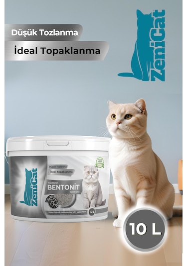 Zenicat Aktif Karbonlu Kedi Kumu İnce Taneli Doğal Bentonit 10 L