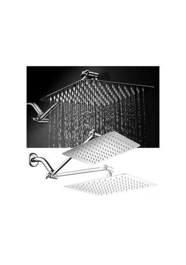 Teltree 8 İnç Kare Ultra İnce Tavan Duşu, Paslanmaz Çelik, Otomatik Temizlenebilir Uçlar, Yüksek Basınçlı, Su Tasarruflu, Gümüş Rengi Bağlantı Çubuğu Yok Diğer