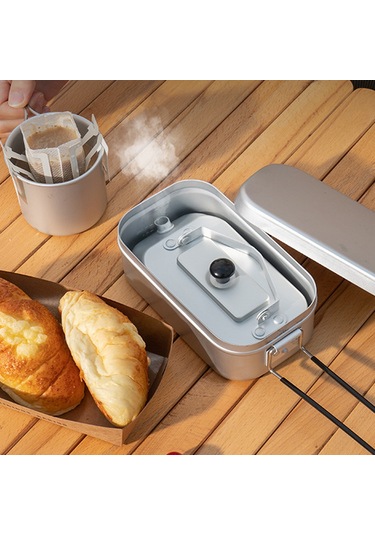 Xindoker Alüminyum Kamp Çay/çay Makinesi, Taşınabilir Katlanabilir Kollü, 200ml, Piknik Ve Doğa Etkinlikleri İçin Su Kaynatma Gümüş