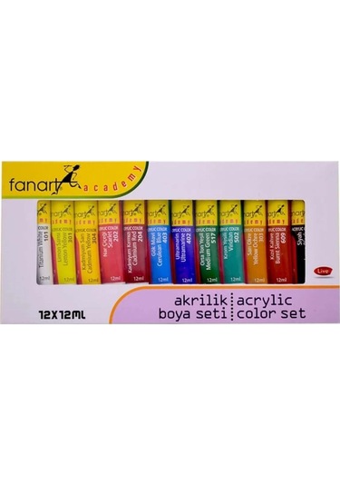 Academy Akrilik Boya Seti 12x12ml 0000 Naturel