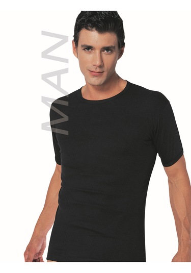 Erkek Siyah Ribana Yarım Kol Atlet % 100 Pamuklu Fanila 3'lü Paket 113-3s Siyah