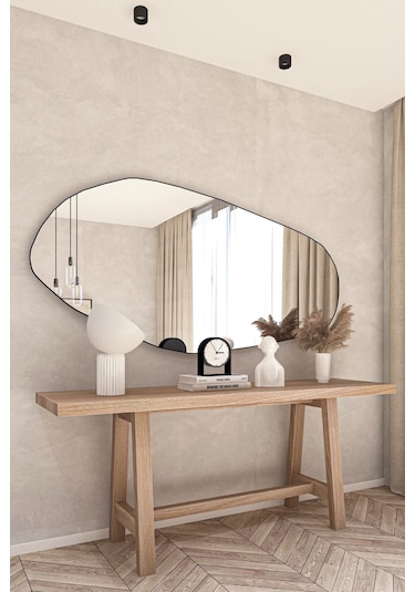 Fawdecor Amsterdam Dekoratif Duvar Aynası, Modern Ev Aynası 30 X 60 Cm Beyaz