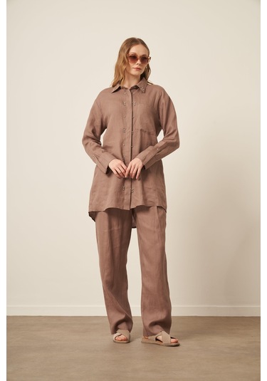 Ftz Women Kadın Ham Keten Takım Vizon 31115 Vizon