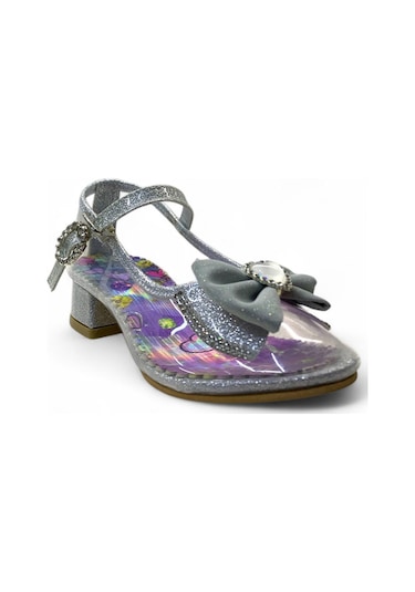24012 Kız Çocuk Topuklu Abiye Ayakkabı Gümüş