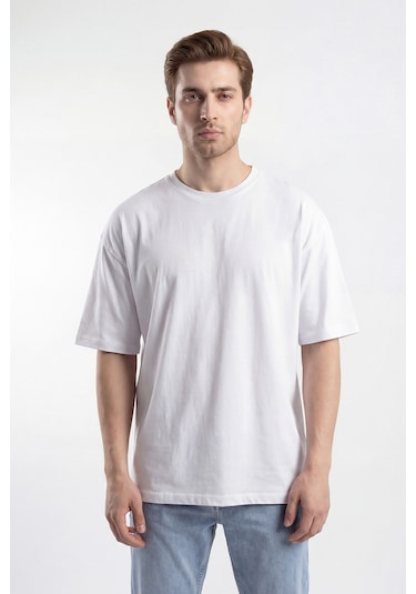 Monox Oversize Unisex 3'lü T-shirt Pamuk Rahat Kesim Beyaz - Siyah