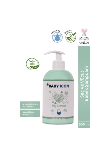 Baby Icon Organik Vegan Saç Ve Vücut Bebek Şampuanı