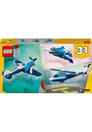 LEGO® Creator 3’ü 1 Arada Uçak: Yarış Uçağı 31160 - 7 Yaş ve Üzeri Çocuklar için Jet veya Helikoptere Dönüşebilen Oyuncak Yapım Seti (178P)