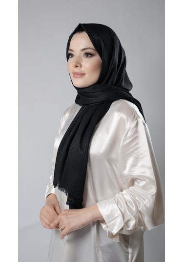 Siyah İnce Çizgili Şal Viskon Bursa Dolama 202111 01 Siyah