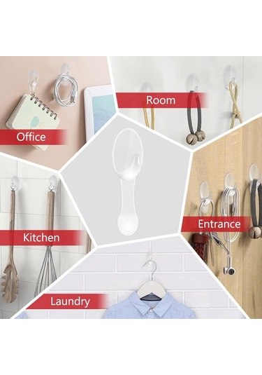 Kendinden Yapışkanlı Kanca, Güçlü Kapı Kancası, 0,8 Kg Taşıma Kapasitesi, Delme Gerektirmez, Mutfak Ve Banyo Dolap Camı İçin Uygundur 8s Şeffaf Diğer