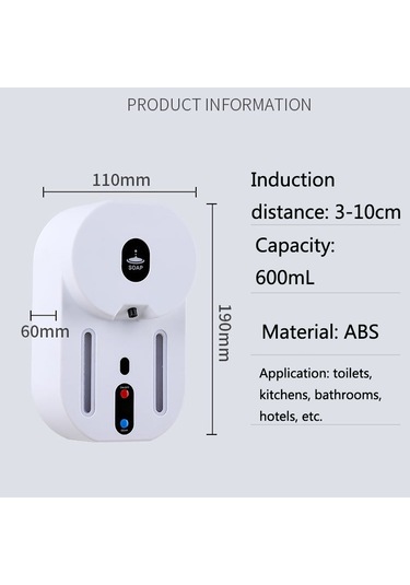 Sones Klc-600 Otomatik İndüksiyonlu Sabunluk Köpük El Yıkama Cihazı, Stil: Şarjlı Sıvı Versiyonu