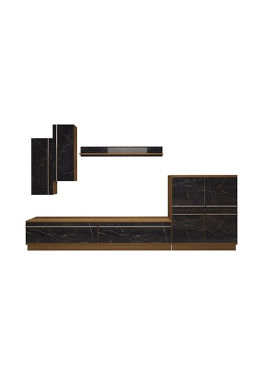 Decoraktiv Eko 6b Mdf Std Tv Ünitesi Tv Sehpası Pera - Siyah Mermer