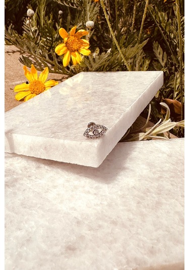 Göz Eye Tasarım Zirkon Taşlı Gümüş Renk 316l Stainless Steel Çelik Piercing Tragus Helix