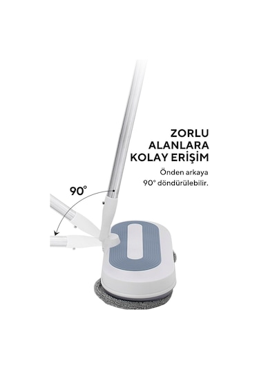 Kumtel Şarjlı Kablosuz Mop Paspas Beyaz