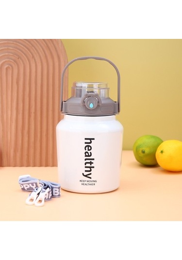 316 Paslanmaz Çelik Termos Bardak Büyük Kapasiteli Açık Taşınabilir Şeker Pipetli Bardak Çift Içecek Potu Göbek Fincan Jd7jz8 Siyah - Beyaz