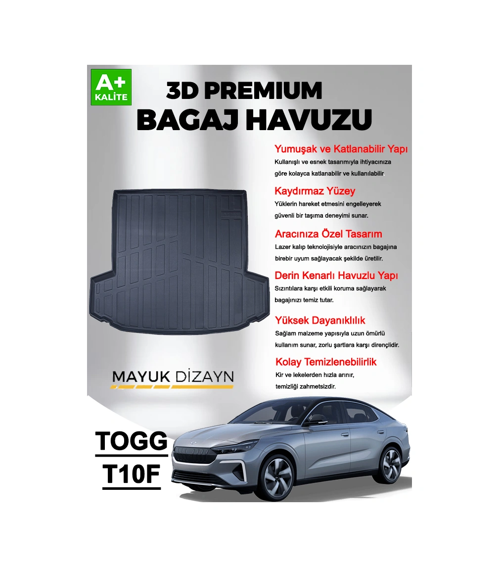 Togg T10f Sedan 2025 Sonrası Myk 3d Premium Yumuşak Bagaj Havuzu