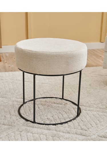 Favora Moon Steel Ayaklı Puf - Krem KREM