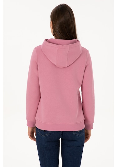 U.S. Polo Assn. Kadın Koyu Pembe Şardonlu Kapüşonlu Basic Sweatshirt 50313566-VR167 U.S. Polo Assn. Kadın Koyu Pembe Şardonlu Kapüşonlu Basic Sweatshirt 50313566-VR167