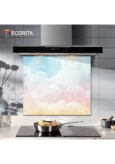 Decorıta Cam Ocak Arkası Koruyucu | Renkli Bulutlar