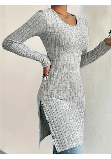 Leyla Sanat Sanata Yeni Bir Bakış Açısı Kadın Uzun Kollu Yuvarlak Yaka Yandan Yırtmaçlı Düğmeli Şardonlu Kaşkorse Bluz Gri Leyla Sanat Sanata Yeni Bir Bakış Açısı Kadın Uzun Kollu Yuvarlak Yaka Yandan Yırtmaçlı Düğmeli Şardonlu Kaşkorse Bluz Gri