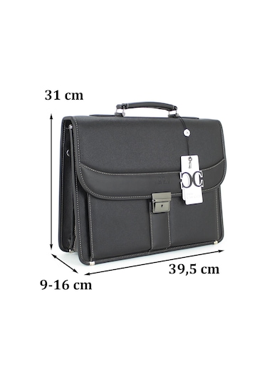Deri Evrak Çantası Laptop Bölmeli 15.6 " İnç Siyah