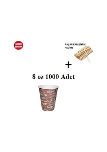 8 Oz Kağıt Karton Bardak (235 Ml) 1000 Adet 1 Koli