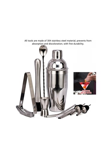 Vkemall 13 Parça 304 Paslanmaz Çelik Kokteyl Shaker Seti - İçki Yapım Kit Hediyelik